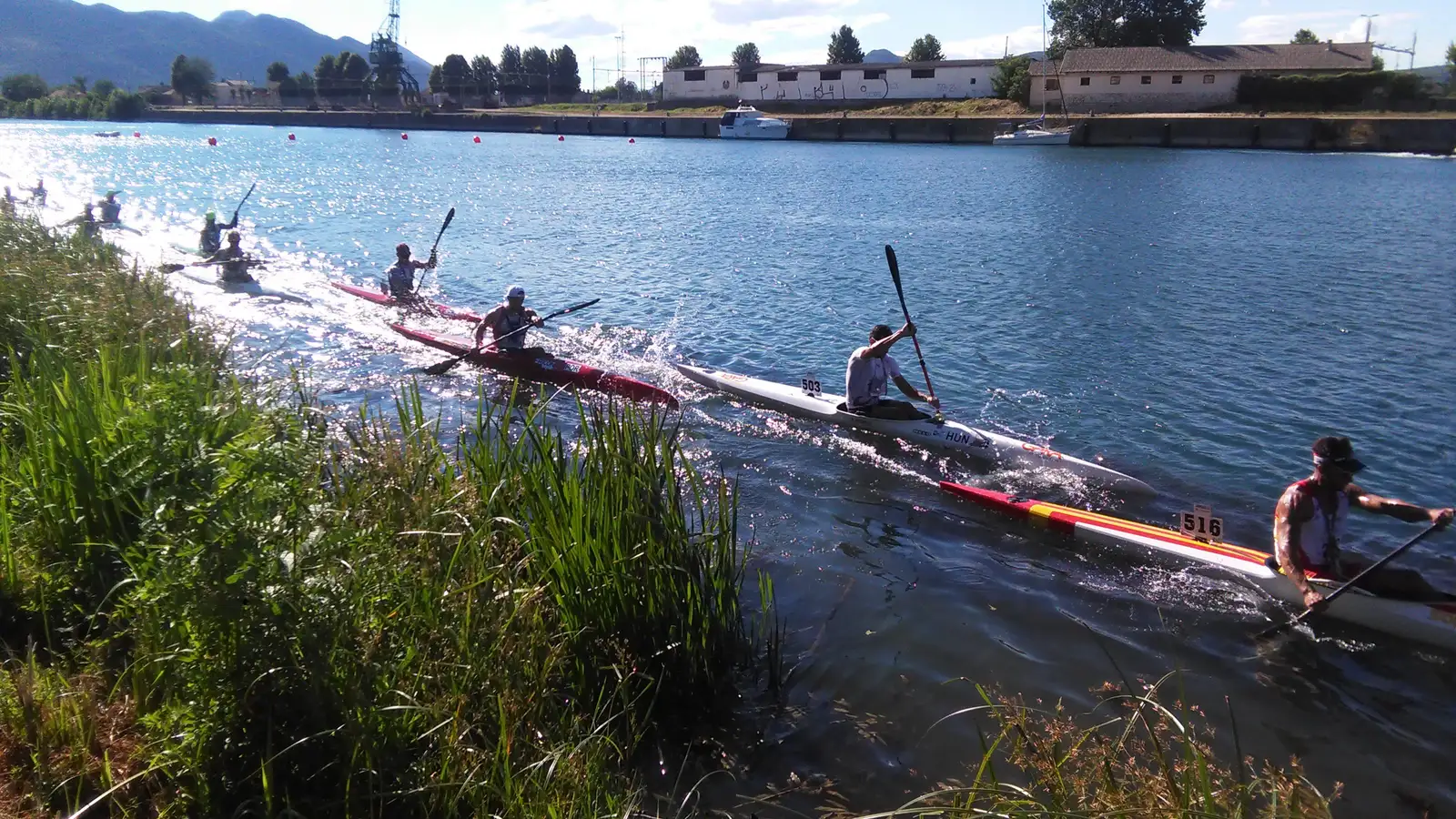 Two paddlers on open water