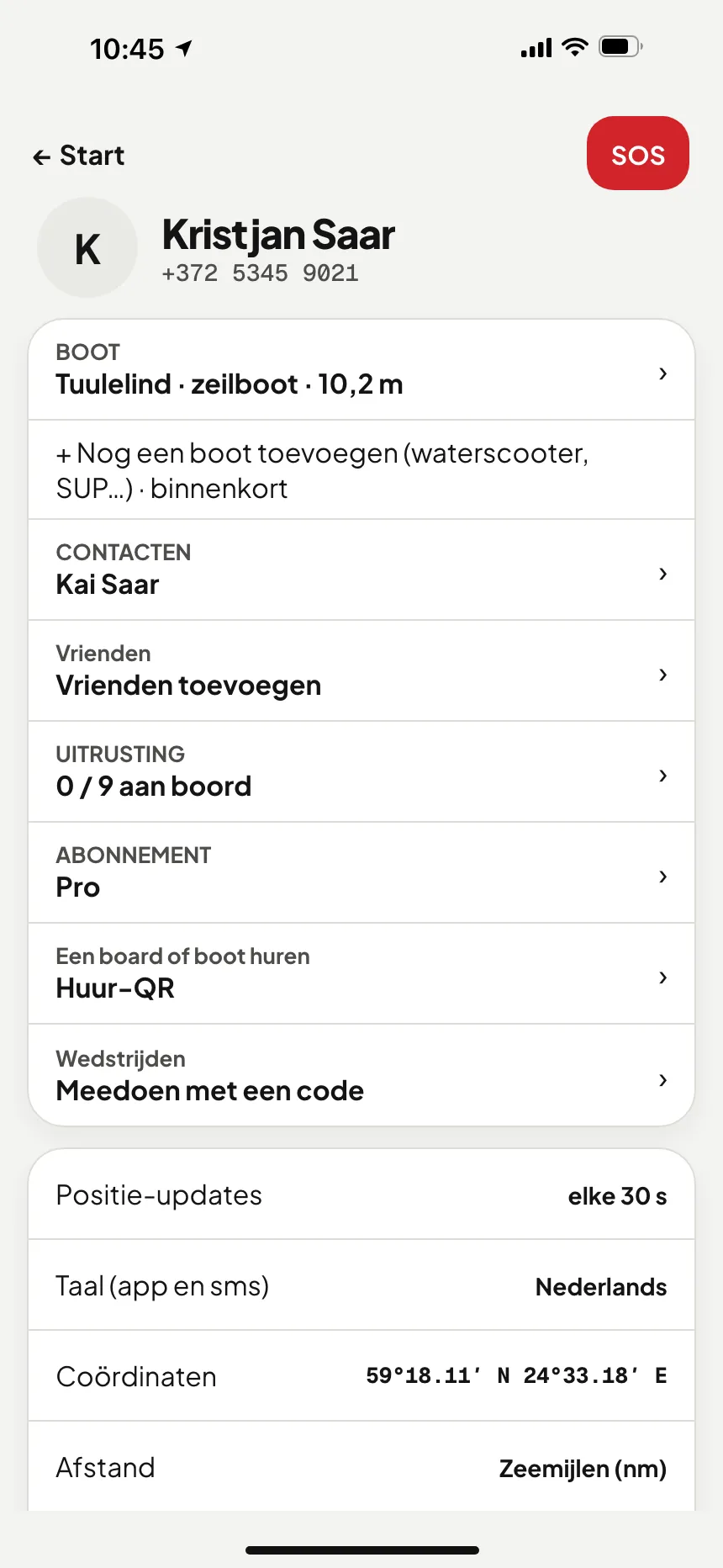 VesselSOS-app, Profiel: Wedstrijden – meedoen met een code